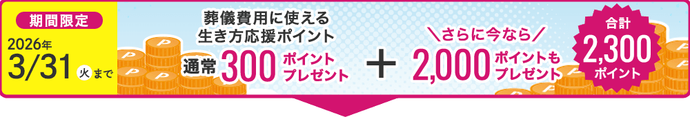 期間限定 生き方応援ポイント合計5,300ポイントプレゼント